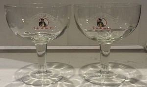 Vintage Pair Schultheiss Berliner Weisse German Beer Goblet Glasses
