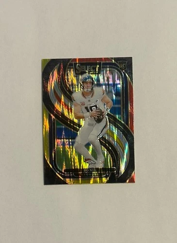 2024 Panini Select Premier Level Bo Nix #117 Red & Yellow Shock Prizm (RC)