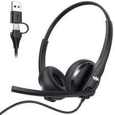 USB Headset with Microphone for PC  Wired Computer Laptop Headset with Noise C...