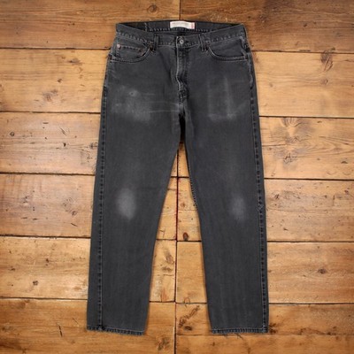 Levis 505 Jeans 35x32 Herren Grau Regular Straight Faded Zip Fly Mid Rise Denim