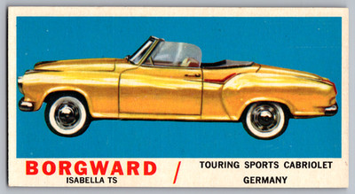 1961 TOPPS SPORTS CARS #26 BORGWARD ISABELLA TOURING SPORTS CABRIOLET GRAY BACK