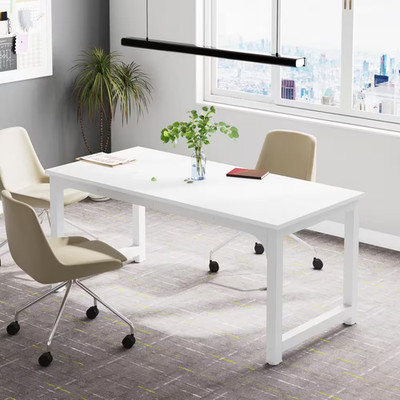 Capen 63 In. Rectangular White Particle Board Executive Desk with Large Desktop