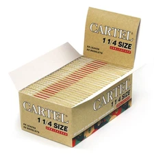 Unbleached ultra thin rolling paper size 1 1/4-1 box / 2500 papers