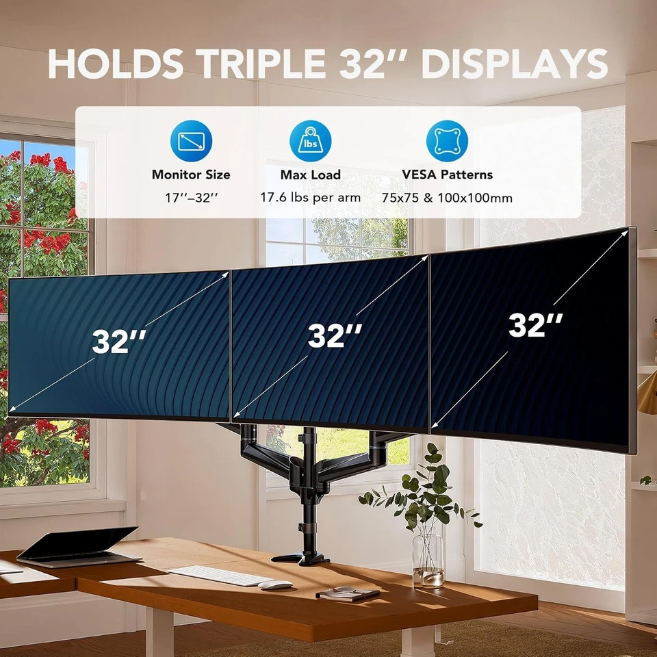 Gas Spring Triple Monitor Mount 32" Screens - Image 4 of 4