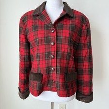 Vintage Liz Claiborne Y2K Wool Blend Plaid Cropped Blazer SZ. 12