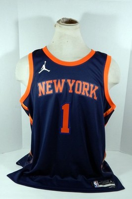 Men 2022-23 New York Knick Obi Toppin #1 Navy Jersey Jordan Swingman STT 2XL 2S