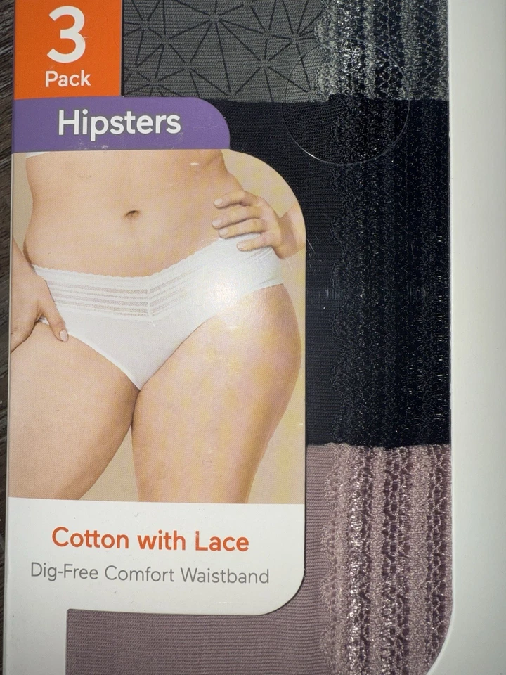 Ropa interior hipster Warners para mujer bragas mezcla de algodón 3 pares de encaje (A) ~ M (8/10) Foto 2 de 4