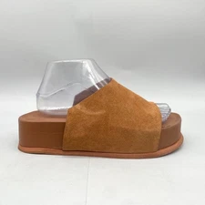 Wal & Pai Womens Size 40 9.5 Stone Wedge Sandals Shoe Brown Suede Platform Slide
