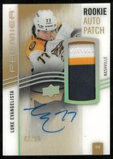 2023-24 Upper Deck Premier Gold Rookie Patch Auto Luke Evangelista /65