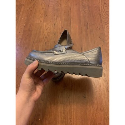 ALBERTO GUARDIANI Silver Glitter Trimmed Loafer Shoes Made in Italy Size 36