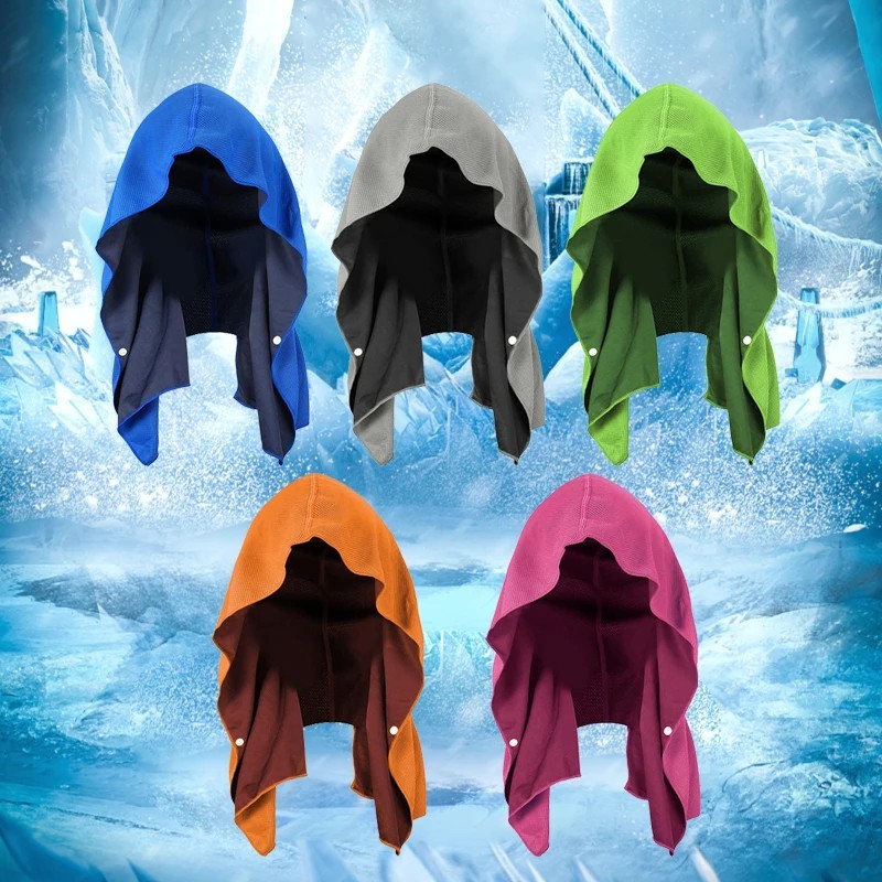 Cooling Hooded Towel Instant Cooling Evaporative Sports Gym Fitness Running