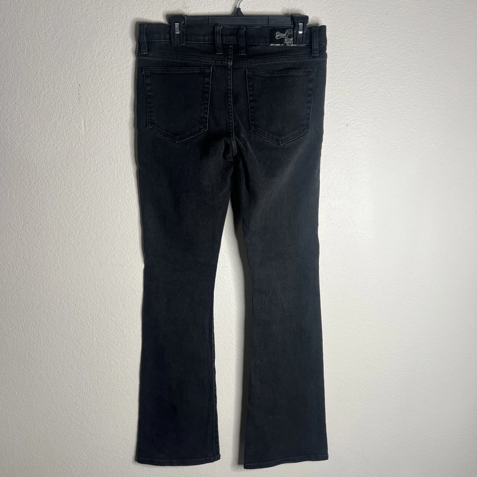 Pantalones de mezclilla para mujer Lip Service 32x33 Bell Bottoms negros acampanados emo punk Y2K Foto 4 de 4