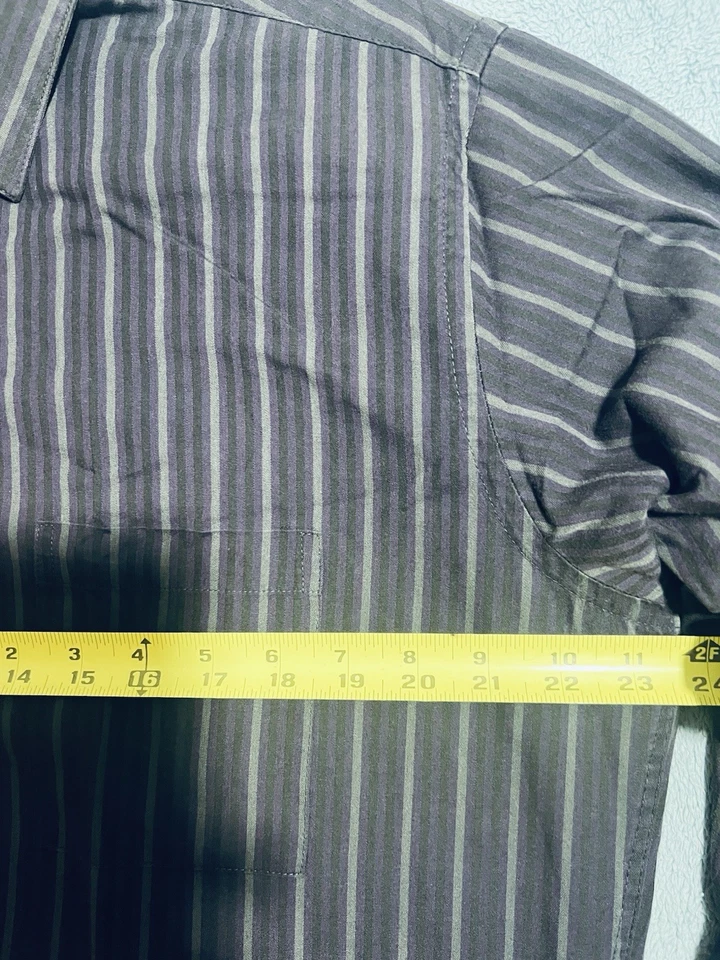 Moda Campia Moda Mens Large Slim Fit Black Striped Long Sleeve Button Up Shirt - Image 4 of 4