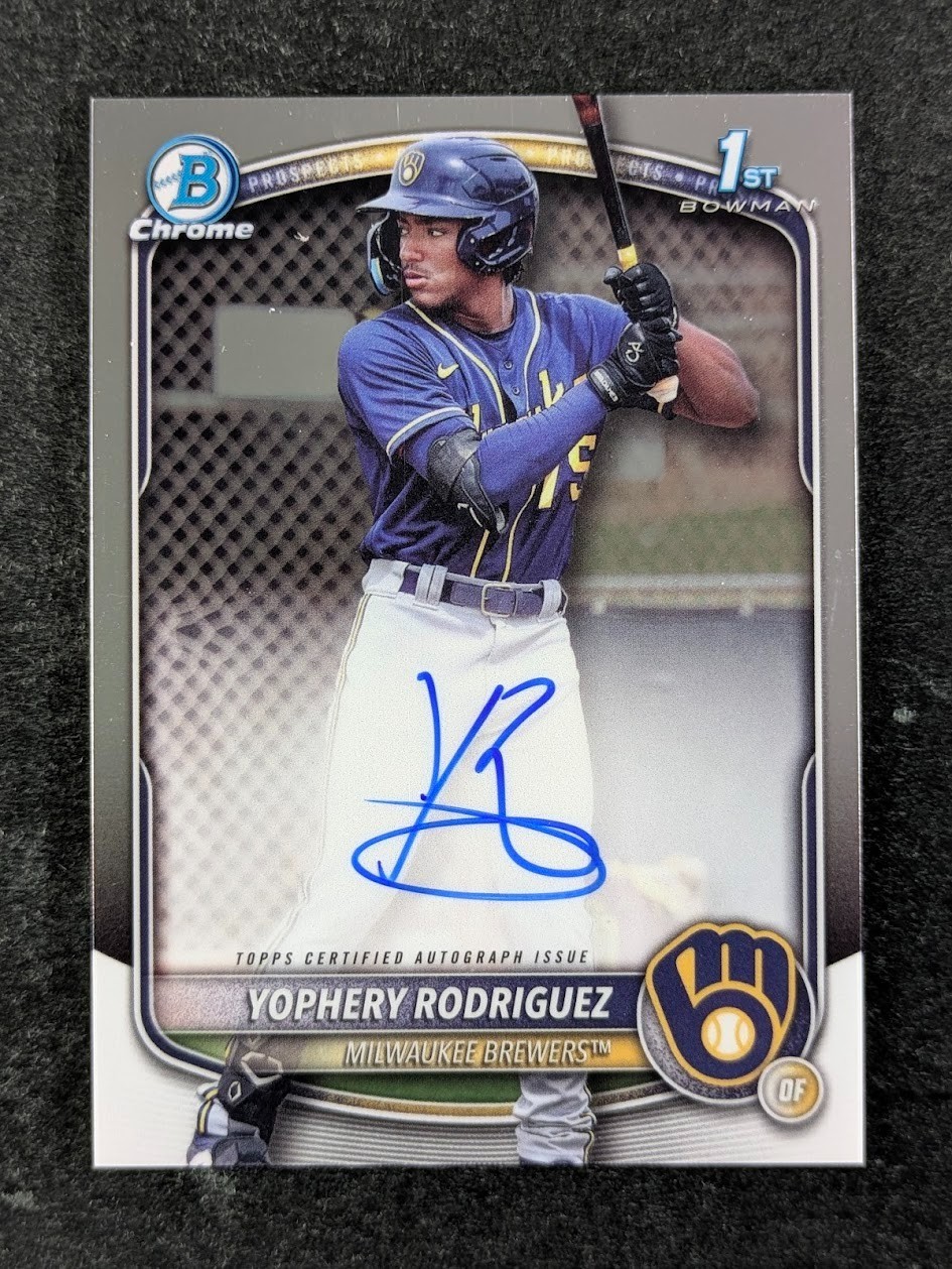 2025 Bowman YOPHERY RODRIGUEZ 1st Bowman On Card Auto Chrome Prospect SP #CPA-YR
