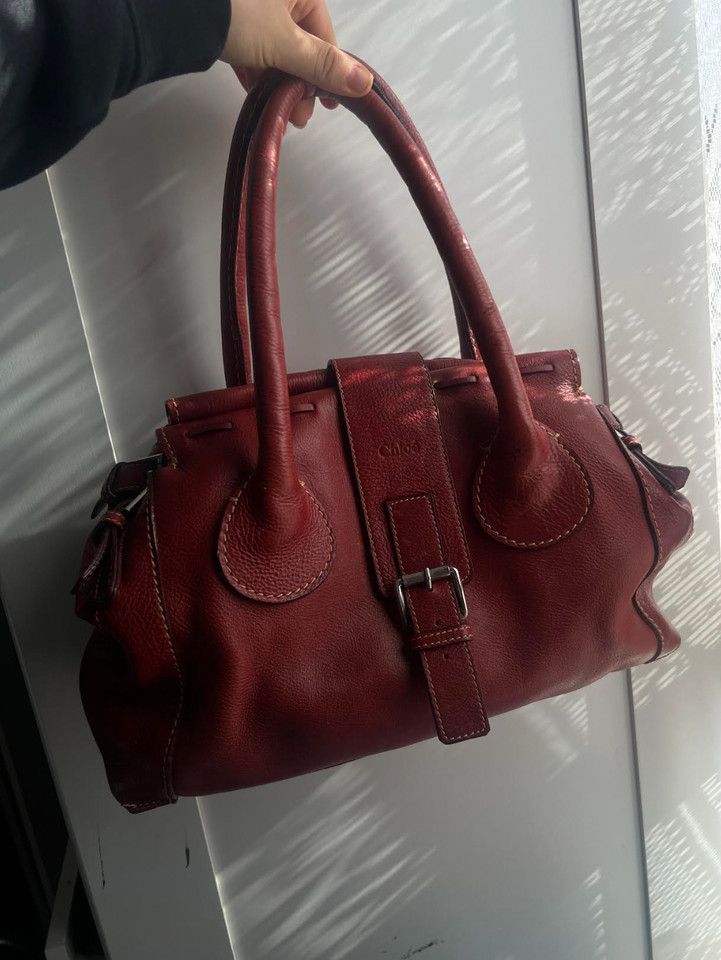 chloe edith red leather bag