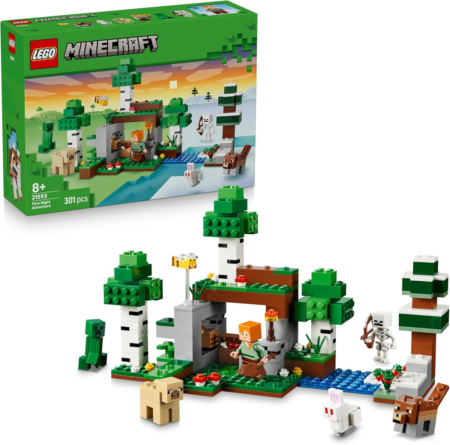 LEGO Minecraft First Night Adventure 21593 | Toys for 8+ Year Old Boys & Girls, Interactive Set, 7 Figures Including Alex, Skeleton & Creeper, Gaming Gift, 301 Pieces - Image 2