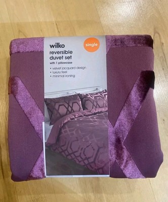 Wilko Wende Bettbezug Set Samt Jacquard Luxe Gitter Single oder Double