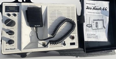 Sea Hawk 60 Marine Radiotelephone Radio w Case Manual Mic Tested Works