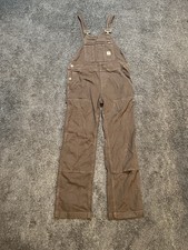 Women  s Carhartt Dungarees Brown Bib Duck Canvas Overall Size XS 0-2 Reg