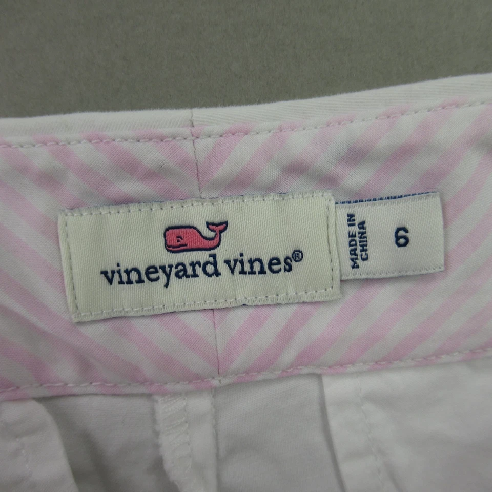 Pantalones Cortos Vineyard Vines Para Mujer 6 Ligeros Exterior Blanco Chino Bolsillos Foto 3 de 4