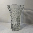 Vintage Anchor Hocking Star of David Vase Early American Prescut Clear 8.5"