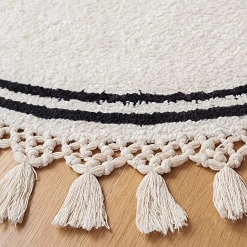 Alfombra Lavable Colección Fácil Cuidado - 4' Redonda, Marfil, Algodón Hecho a Mano, Fácil de Foto 2 de 4