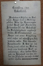 Errichtung Gedenktafel für gefallene Schüler der Realschule Speyer / Karl Graf