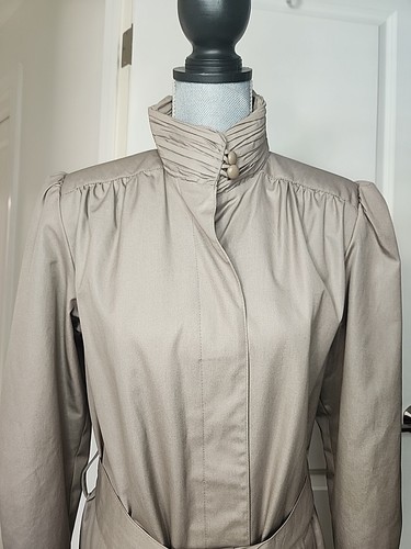 Vintage Lord & Taylor ALORNA Coat Trench 10 Hidden Button Front Long Belted MINT - Picture 3 of 15