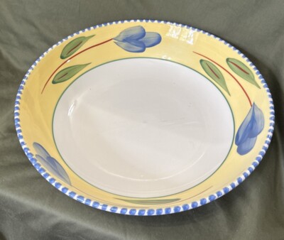 Vintage Maxam Mediterranean Serving Bowl Made In Italy 12.75  PAS13