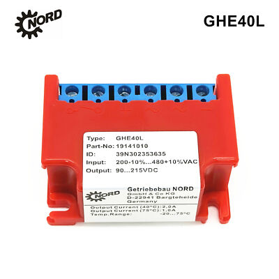NORD GHE40L 19141010 200V-10%...480V+10%VAC 90...215V DC Brake Rectifier module