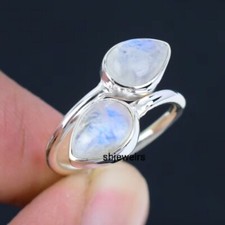 Beautiful Moonstone Gemstone 925 Sterling Silver Ring Mother's Day Gift D-372