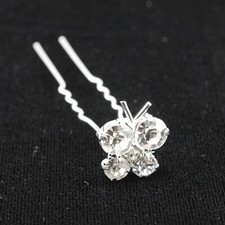 12 Pcs Bridal Crystal Clear Butterfly Rhinestone Hair Pin