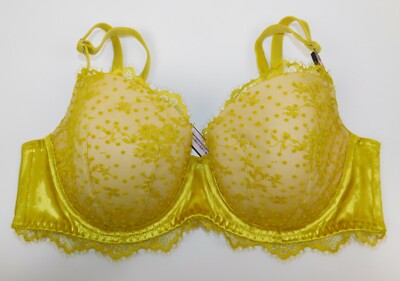 Victoria's Secret Size 36B 36C 36DD Yellow Velvet Floral Lace Bra Dream ...