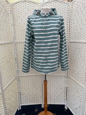 Weird Fish Sea Green Striped Hooded Cotton Jacket Coat Size 12 Pockets Bnwt=====