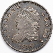 1830 Capped Bust Silver Half Dime Choice Almost Uncirculated (AU+) ORIGINAL