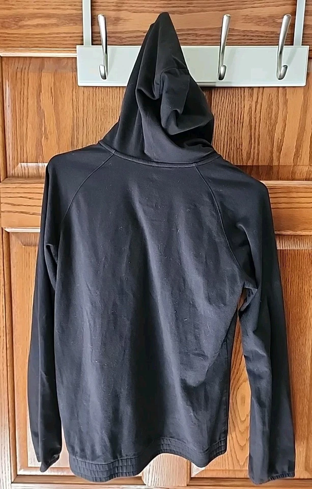 Sudadera con Capucha Athletech Negra Cremallera Completa Talla M Algodón Mezcla Spandex Rayas Blancas Foto 3 de 3