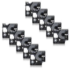 10PK 12mm White on Black DYMO D1 45021 LabelManager 100 200 300 Label Tape 0.47"