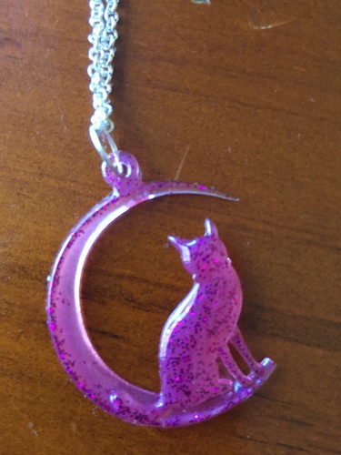 Cat Moon Resin Necklace Handmade - Picture 11 of 17
