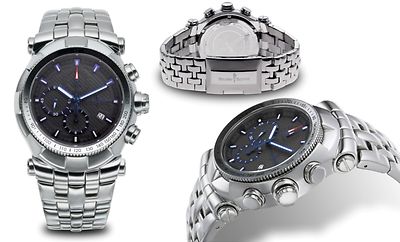 NEW Studer Schild Walton 0745M-GRY Chronograph Men's Stainless Date/Clasp Watch