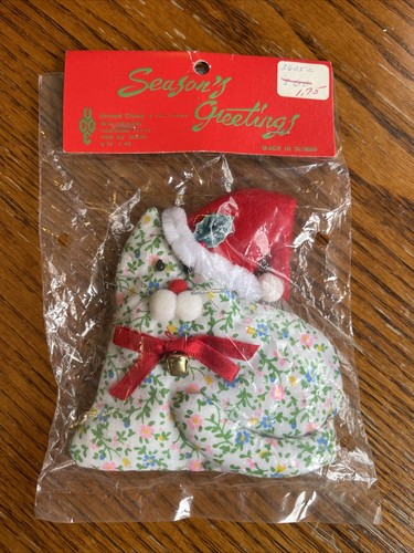 Vintage NOS Cat Plush Santa Hat 