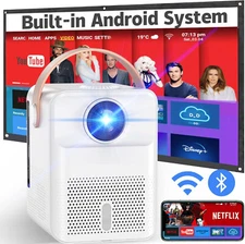 SAINYER Smart Mini Home Theater Projector 350ANSI  Android WIFI Keystone Zoom