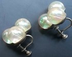 Vintage Sterling Trio Iridescent Glass Faux Pearl Screwback Earrings — photo 5