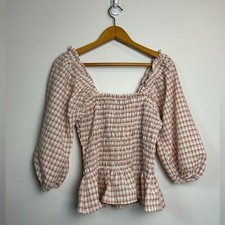 Blusa a Cuadros Mangas Bombardero Sugar Lip Talla M Femenina Inglés Cottage