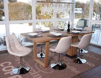 6Er-Set Esszimmerstuhl HWC-A60, Stuhl Drehstuhl, Chrom, Kunstleder Creme