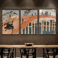 Set 3 Art Silk Canvas Vintage Ukiyoe Japanese Paint poster Decor Unframed P35 