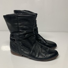 VTG Dexter USA Slouchy Black Leather Low Heeled Boot Women's Size 7.5