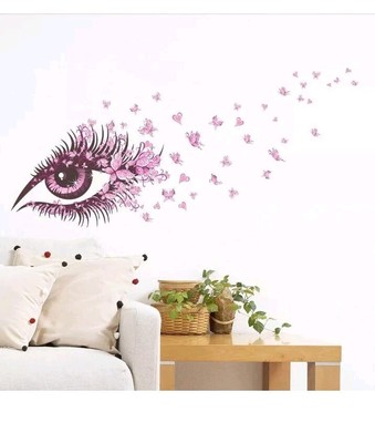 Beautiful Flying Eyelashes Eyes Wall Decals Flying Butterfly Wall Decals Color 