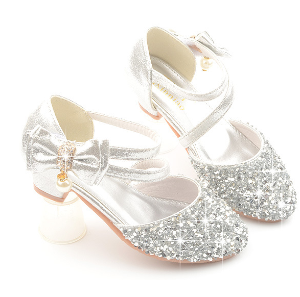 Prinzessin Schuhe Mädchen Mit Glitzer - Pailletten Sandalen Mit 3cm Absatz