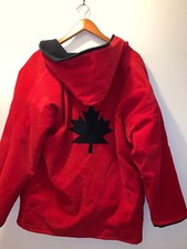 Sea Shell Designs Canada Leaf Coat Corduroy Wool Reversible Womens L Blue Red