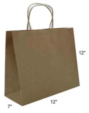 BROWN KRAFT CARRY BAGS WITH SECURE SEALING TAPE & HANDLES  250 bags [CTC114]